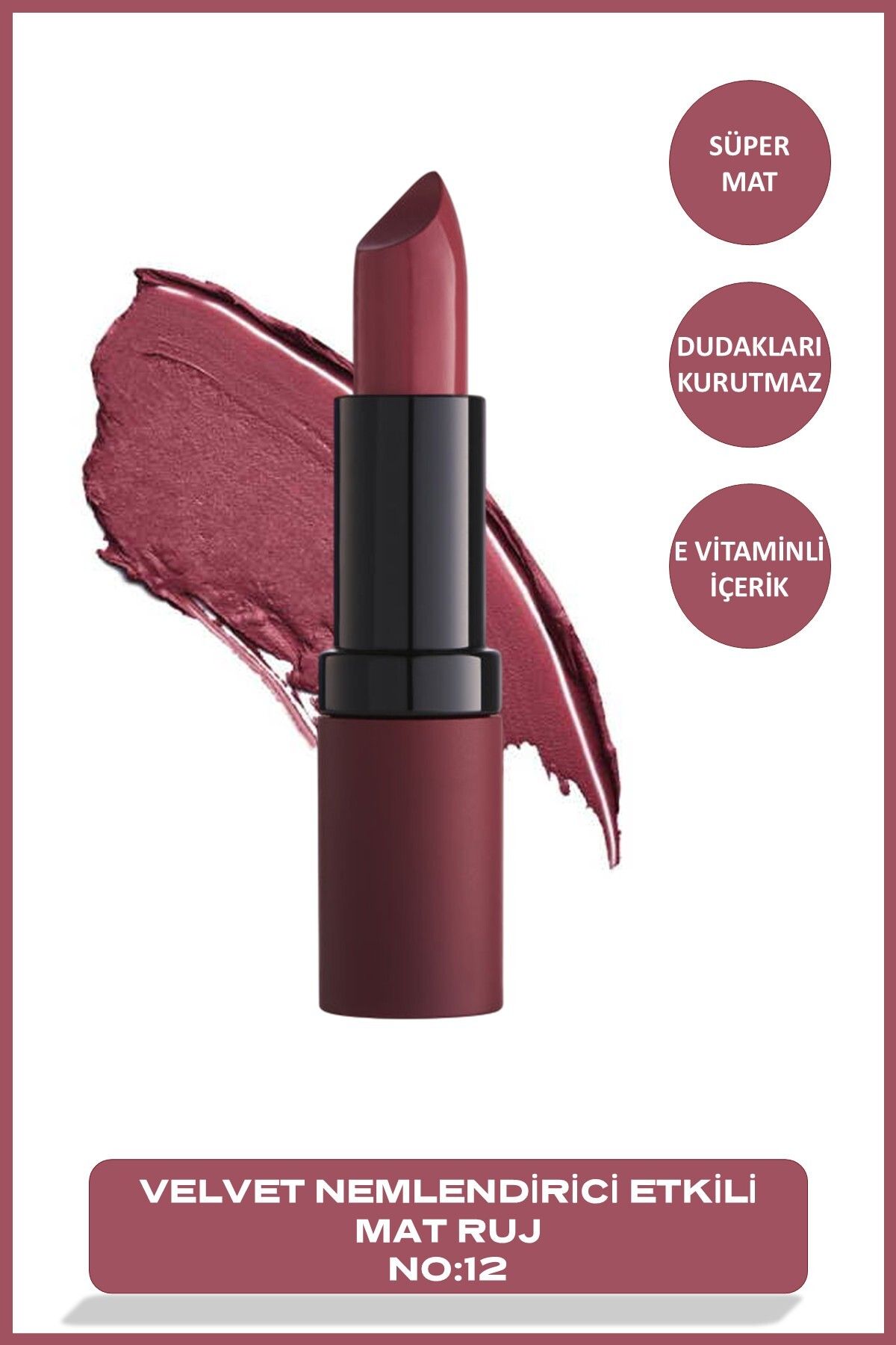 Velvet Matte Lipstick No: 12 Rose - Mat Ruj - 8691190466121 Velvet Matte Lipstick No: 12 Rose - Mat Ruj - 8691190466121